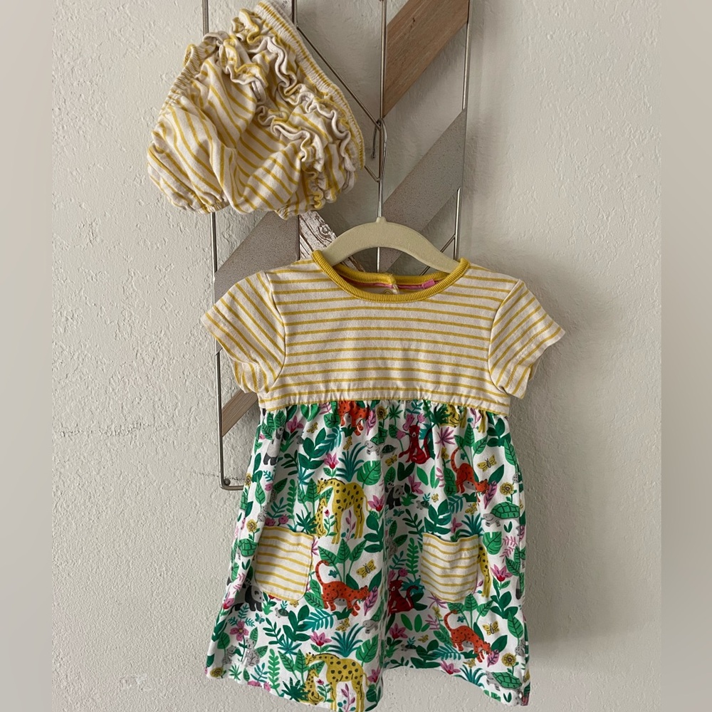 Baby Boden hotch potch jungle friends dress